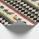 Rustikale Country Roosters Black Diamond Decoupage Geschenkpapier (Ecke)
