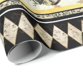 Rustikale Country Roosters Black Diamond Decoupage Geschenkpapier (Rolleneckpunkt)