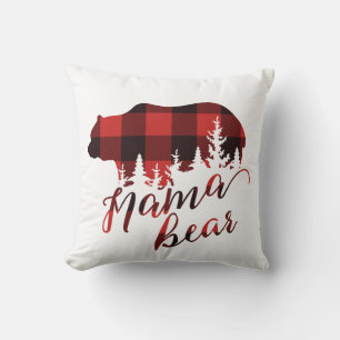 Rustikale Country-Rot-Schwarz-Flanell-Mama-Bär Kissen