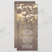 rustikale Country-Saitenleuchten Hochzeitsmenükart Menükarte (Vorne/Hinten)