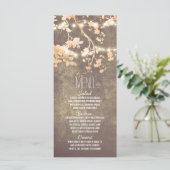 rustikale Country-Saitenleuchten Hochzeitsmenükart Menükarte (Stehend Vorderseite)