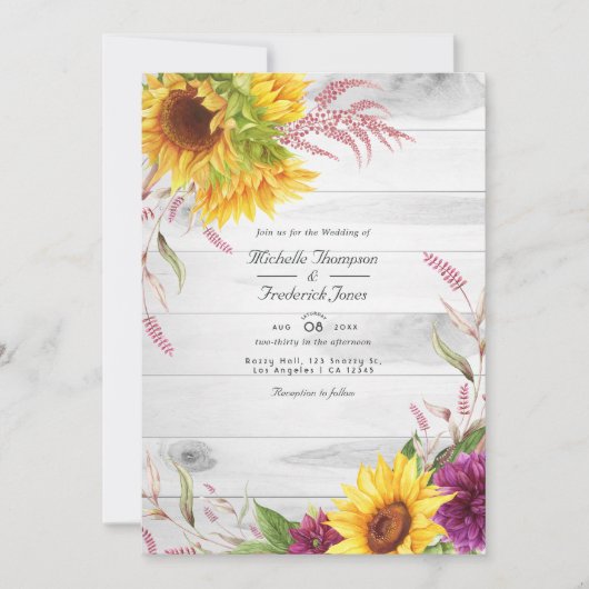 Rustikale Country Stall QR Code UAWG Sonnenblumenh Einladung (Vorderseite)