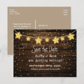 Rustikale Country Star Lights Save The Date Postka Ankündigungspostkarte (Vorne/Hinten)