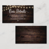 Rustikale Country-String-Leuchten, Hochzeitdetails Begleitkarte (Vorne/Hinten)