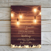 Rustikale Country String Lights Barn Wood Wedding Einladung