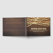 Rustikale Country String Lights Barn Wood Wedding Gästebuch (Voll)
