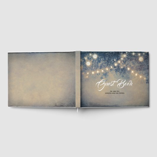 Rustikale Country String Lights Hochzeit Gästebuch (Voll)