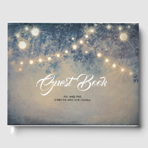 Rustikale Country String Lights Hochzeit Gästebuch