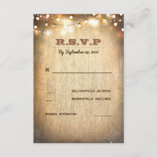 Rustikale Country String Lights Hochzeit RSVP Card