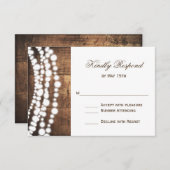 Rustikale Country String Lights Hochzeit RSVP Card (Vorne/Hinten)