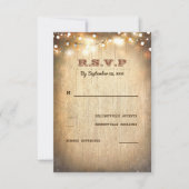 Rustikale Country String Lights Hochzeit RSVP Card Karte (Vorderseite)