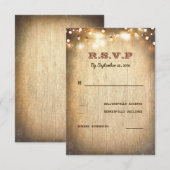 Rustikale Country String Lights Hochzeit RSVP Card Karte (Vorne/Hinten)