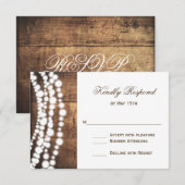 Rustikale Country String Lights Hochzeit RSVP Card Karte (Vorne/Hinten)