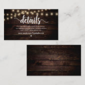 Rustikale Country String Lights, Hochzeitdetails Begleitkarte (Vorne/Hinten)