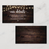 Rustikale Country String Lights, Hochzeitdetails Begleitkarte (Vorne/Hinten)