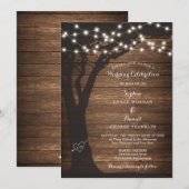 Rustikale Country String Lights Hochzeitseinladung Einladung (Vorne/Hinten)