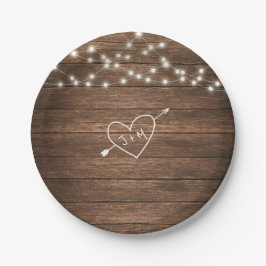 Rustikale Country String Lights Hochzeitspapier Pappteller