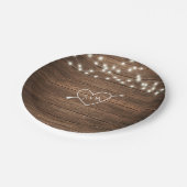 Rustikale Country String Lights Hochzeitspapier Pappteller (Schrägansicht)