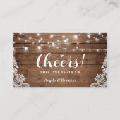 Rustikale Country String Lights Trinkticketgutsche Begleitkarte (Vorderseite)