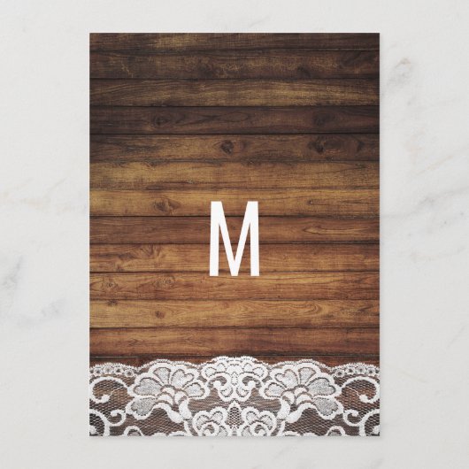 Rustikale Country String Lights Wood Lace Wedding Menükarte (Rückseite)