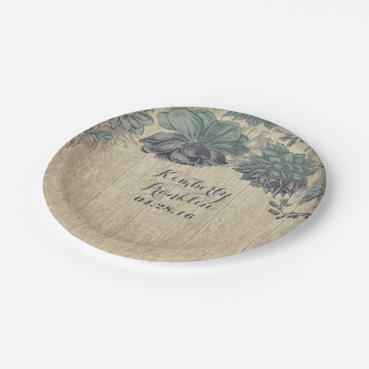 Rustikale Country succules Wraath Wedding Pappteller (Schrägansicht)