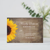 Rustikale Country Sunflower Wedding RSVP Cards (Stehend Vorderseite)