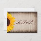 Rustikale Country Sunflower Wedding RSVP Cards Karte (Rückseite)