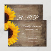 Rustikale Country Sunflower Wedding RSVP Cards Karte (Vorne/Hinten)