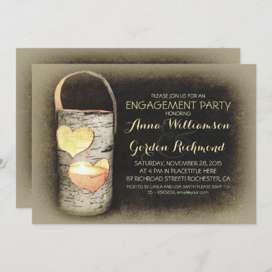 Rustikale Country Tree Candle Engagement Party Einladung (Vorne/Hinten)