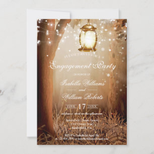 Rustikale Country Tree String Lights Engagement Pa Einladung