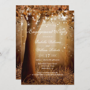 Rustikale Country Tree String Lights Engagement Pa Einladung