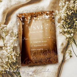 Rustikale Country Tree String Lights RSVP Card Karte