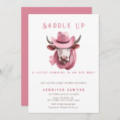 Rustikale Country Western Cow Girl Babydusche Einladung (Vorne/Hinten)
