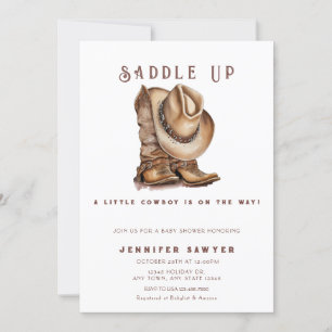 Rustikale Country Western Cowboy Babydusche Einladung