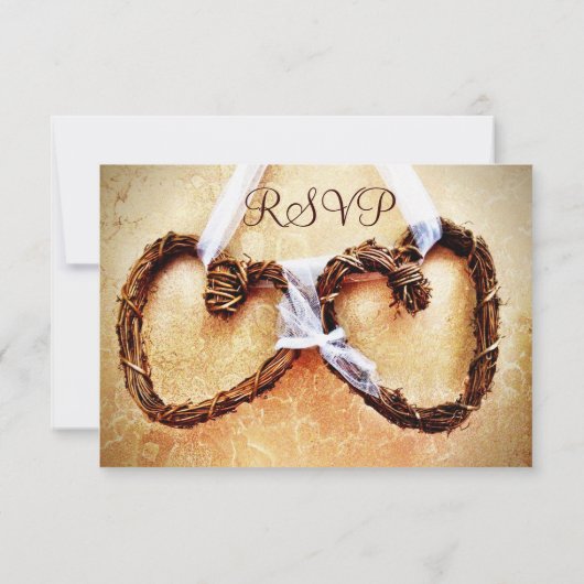 Rustikale Country Western Hearts Wedding RSVP Card (Rückseite)
