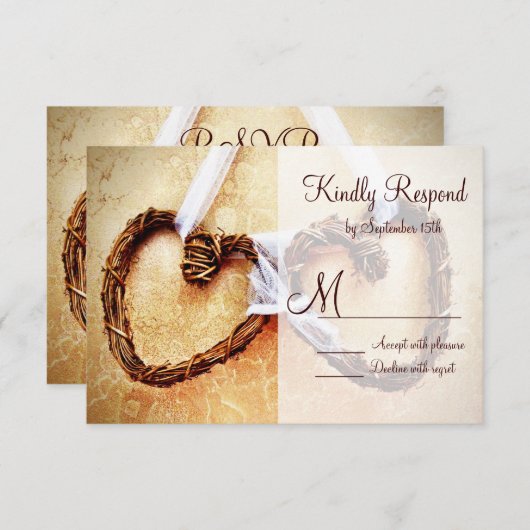 Rustikale Country Western Hearts Wedding RSVP Card (Vorne/Hinten)