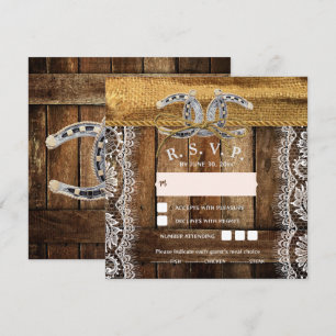 Rustikale Country Western Hochzeits-RSVP-Karte Einladung