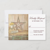 Rustikale Country Western Star Wood Wedding RSVP C (Vorderseite)