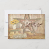 Rustikale Country Western Star Wood Wedding RSVP C (Rückseite)