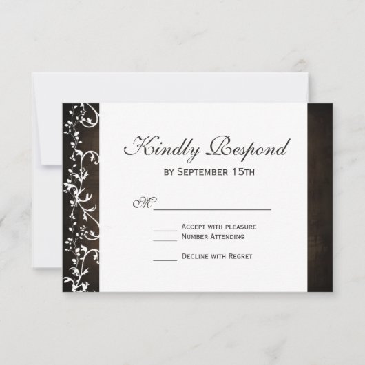 Rustikale Country Wirbel Brown Wedding RSVP Cards (Vorderseite)