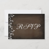 Rustikale Country Wirbel Brown Wedding RSVP Cards Karte (Rückseite)