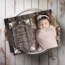 Rustikale Country Wood Baby Girl Foto Taufe