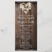 Rustikale Country Wood Blume Herz Hochzeitsprogram Programm (Vorderseite)