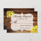 Rustikale Country Wood Yellow Blume Wedding RSVP (Vorne/Hinten)