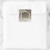 Rustikale Covered Bridge Wedding Quadratischer Aufkleber (Tasche)