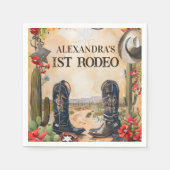 Rustikale Cowboy 1. Rodeo-Geburtstag Serviette (Vorderseite)