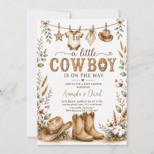 Rustikale Cowboy-Baby-Party Einladung
