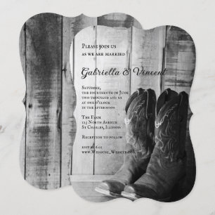 Rustikale Cowboy Boots Country Wedding Einladung