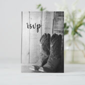 Rustikale Cowboy Boots Country Wedding UAWG Respon RSVP Karte (Stehend Vorderseite)