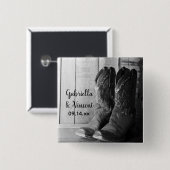 Rustikale Cowboy Boots Country Western Hochzeit Button (Vorne & Hinten)